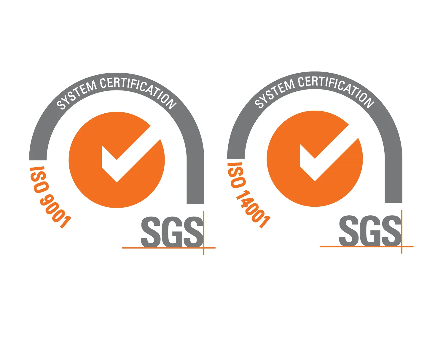 SGS ISO 9001 and ISO 14001 certification marks