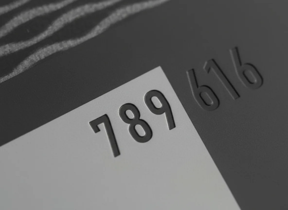 Numbers recessed into a card with cold indent foil