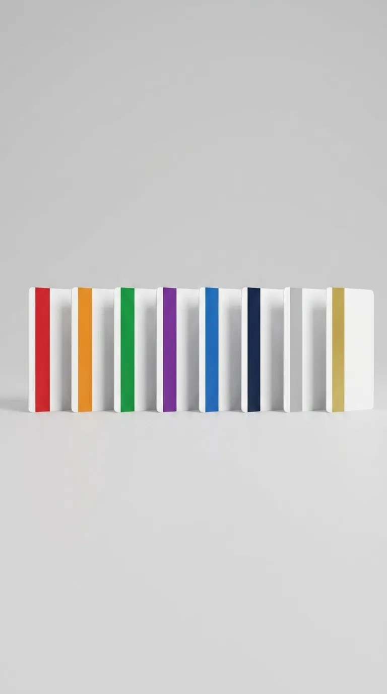 Card edges with magnetic stripes in a range of colors